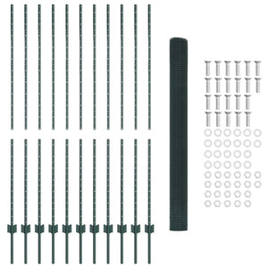 Recinzione con pali. Verde 1.5 x 25 m Acciaio 3336493