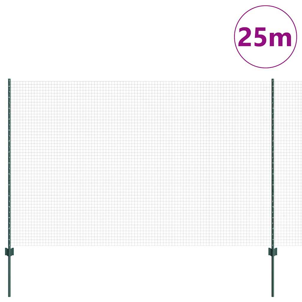 Recinzione con pali. Verde 1.5 x 25 m Acciaio 3336494