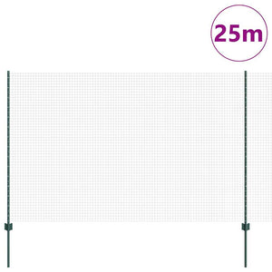 Recinzione con pali. Verde 1.5 x 25 m Acciaio 3336494