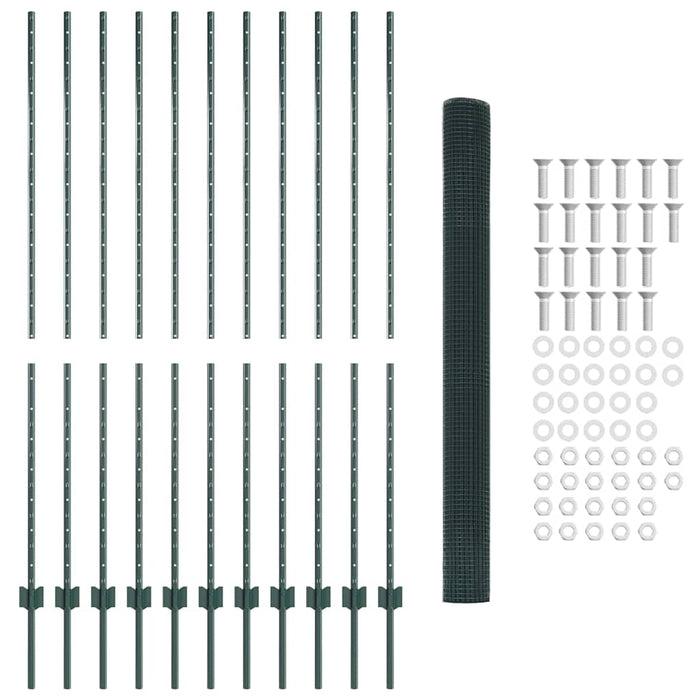 Recinzione con pali. Verde 1.6 x 25 m Acciaio 3336497