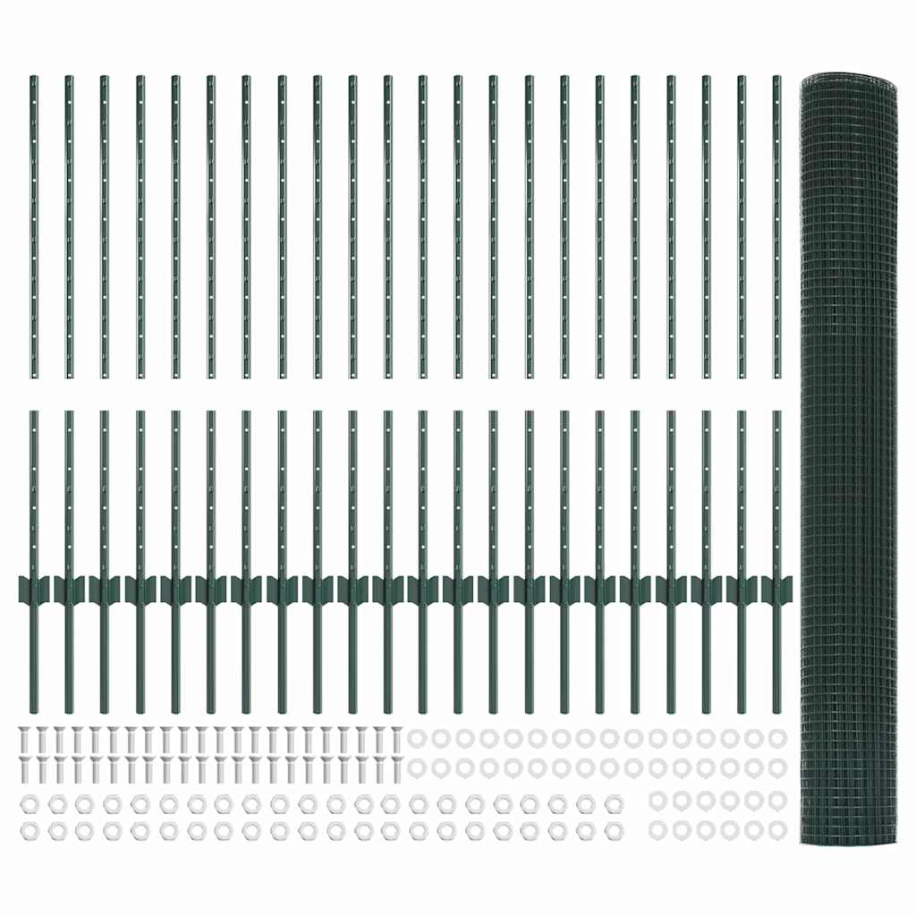Recinzione con pali. Verde 1 x 50 m Acciaio 3336515
