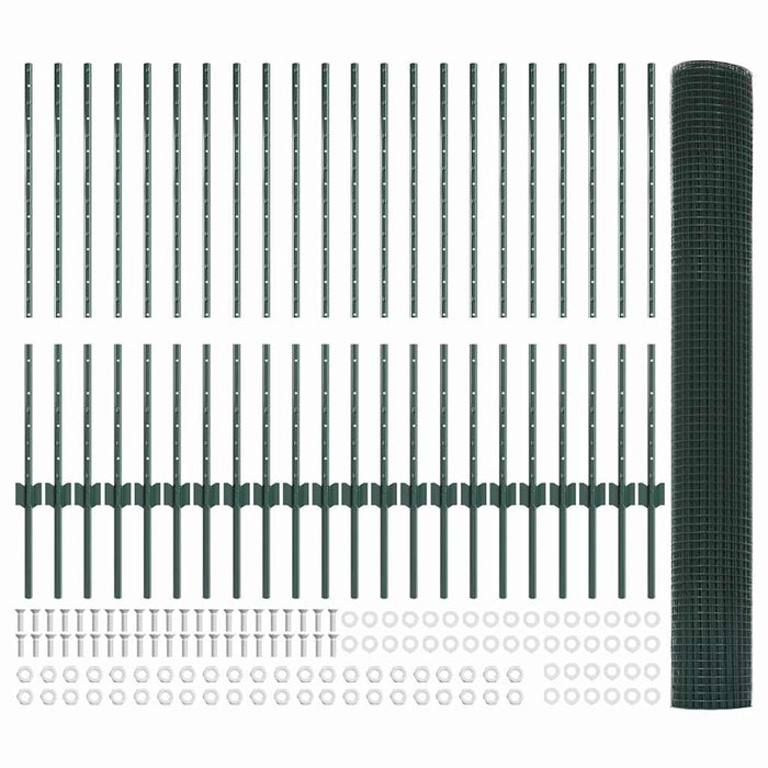 Recinzione con pali. Verde 1 x 50 m Acciaio 3336515