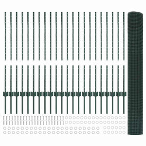 Recinzione con pali. Verde 1 x 50 m Acciaio 3336516
