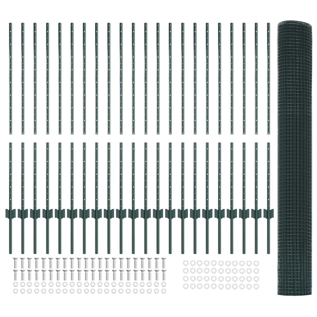 Recinzione con pali. Verde 1.2 x 50 m Acciaio 3336519