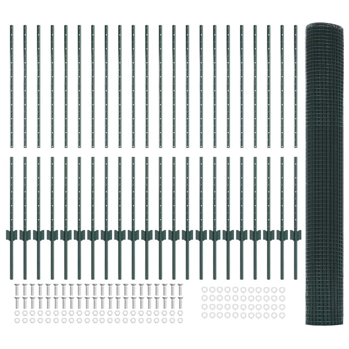 Recinzione con pali. Verde 1.2 x 50 m Acciaio 3336521