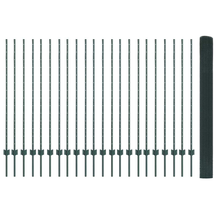 Recinzione con pali. Verde 1.4 x 50 m Acciaio 3336522