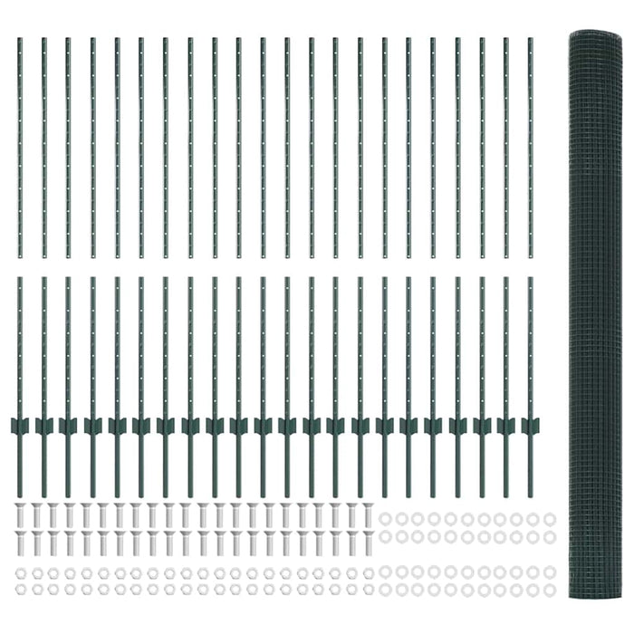 Recinzione con pali. Verde 1.4 x 50 m Acciaio 3336522