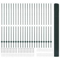 Recinzione con pali. Verde 1.5 x 50 m Acciaio 3336526