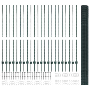 Recinzione con pali. Verde 1.5 x 50 m Acciaio 3336526