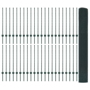 Recinzione in Rete Saldata  con 44 Pali U Verde 1x100 m Acciaio 3336544