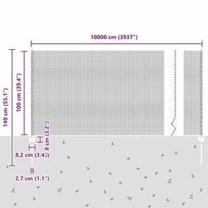 Recinzione in Rete Saldata  con 44 Pali U Verde 1x100 m Acciaio 3336544