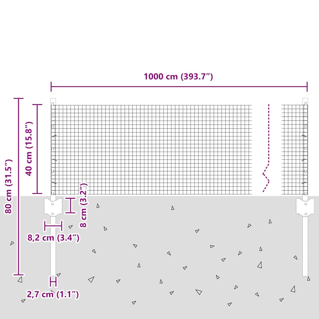 Recinzione in Filo Saldato  con 5 Poste U Grigio 0.4x10 m Acciaio 3336547
