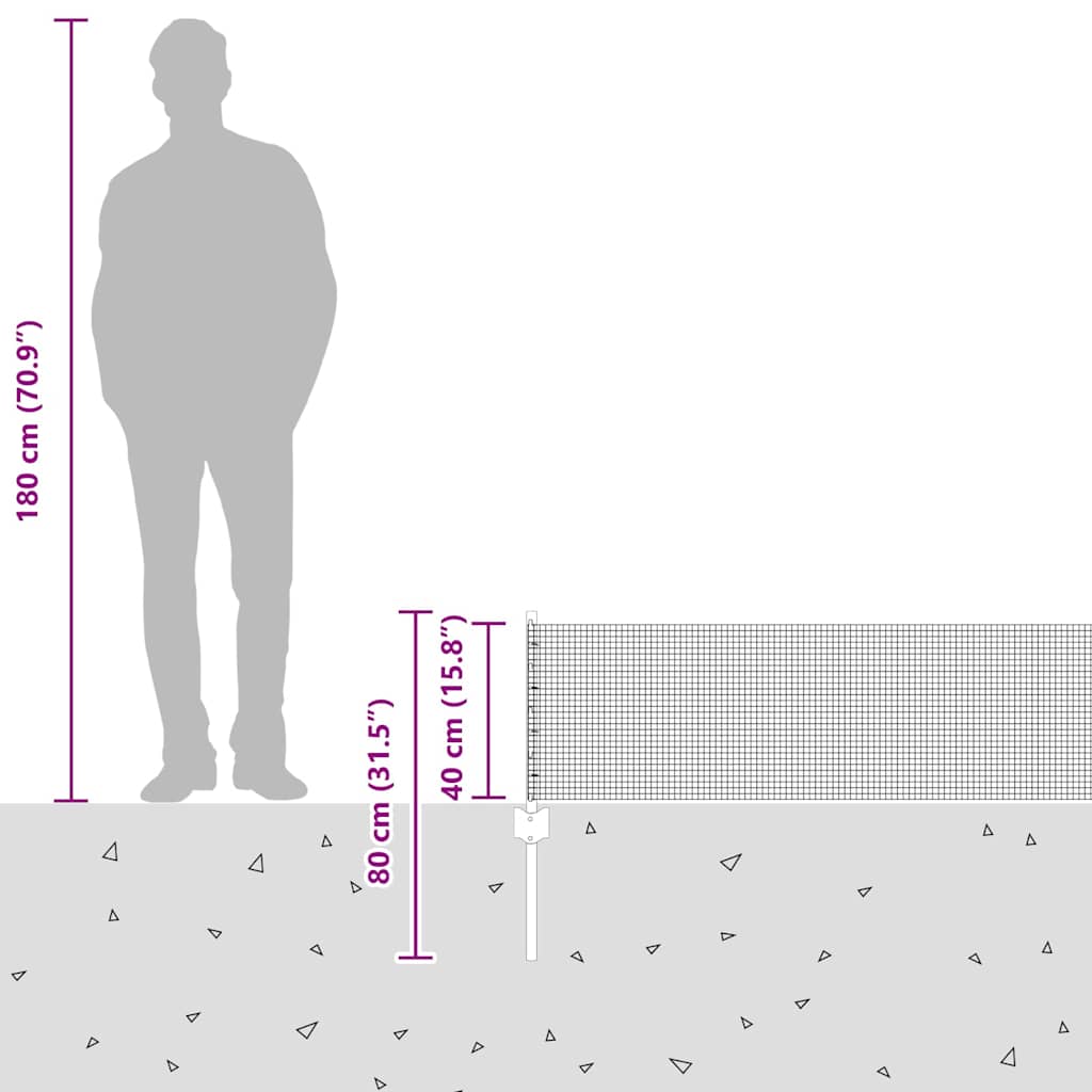Recinzione con pali. Grigio 0.4 x 25 m Acciaio 3336581