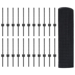 Recinzione con pali. Grigio 0.4 x 50 m Acciaio 3336617