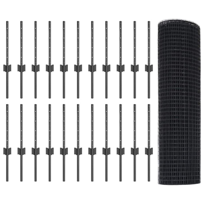 Recinzione con pali. Grigio 0.4 x 50 m Acciaio 3336617