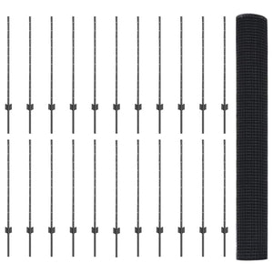 Recinzione con pali. Grigio 1 x 50 m Acciaio 3336633