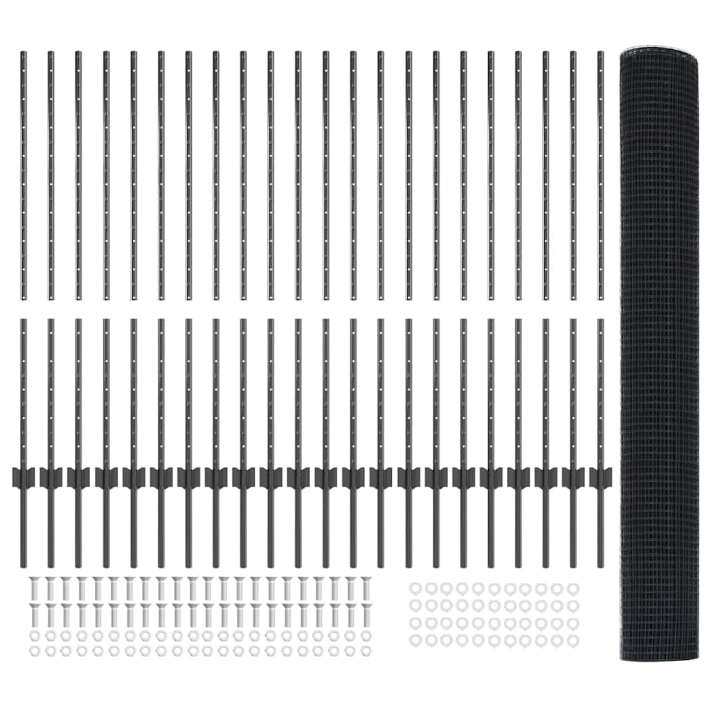 Recinzione con pali. Grigio 1.2 x 50 m Acciaio 3336638