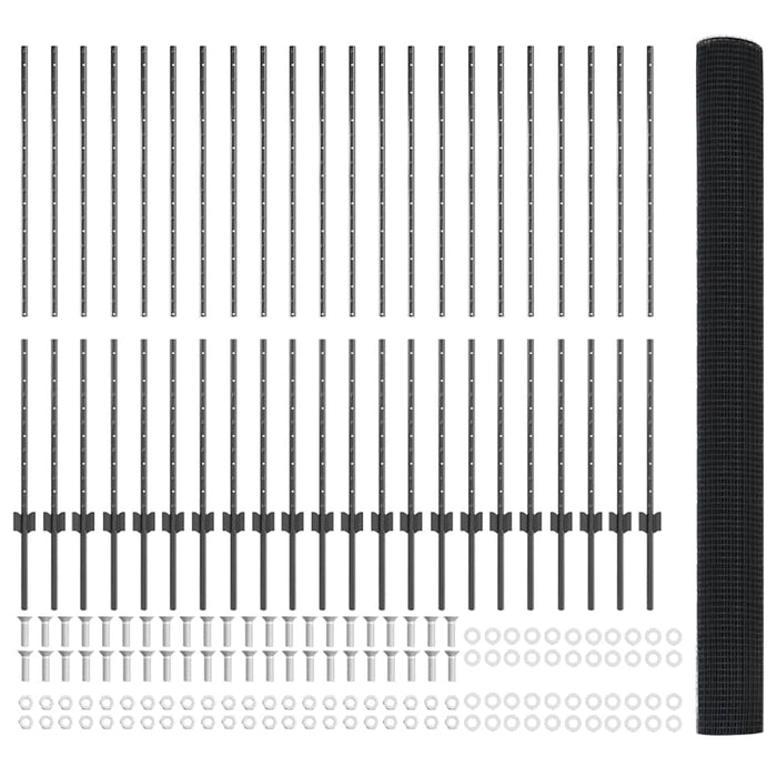 Recinzione con pali. Grigio 1.4 x 50 m Acciaio 3336643