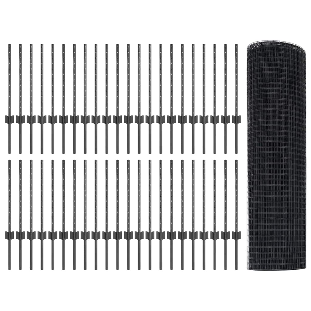 Recinzione con pali. Grigio 0.6 x 100 m Acciaio 3336656