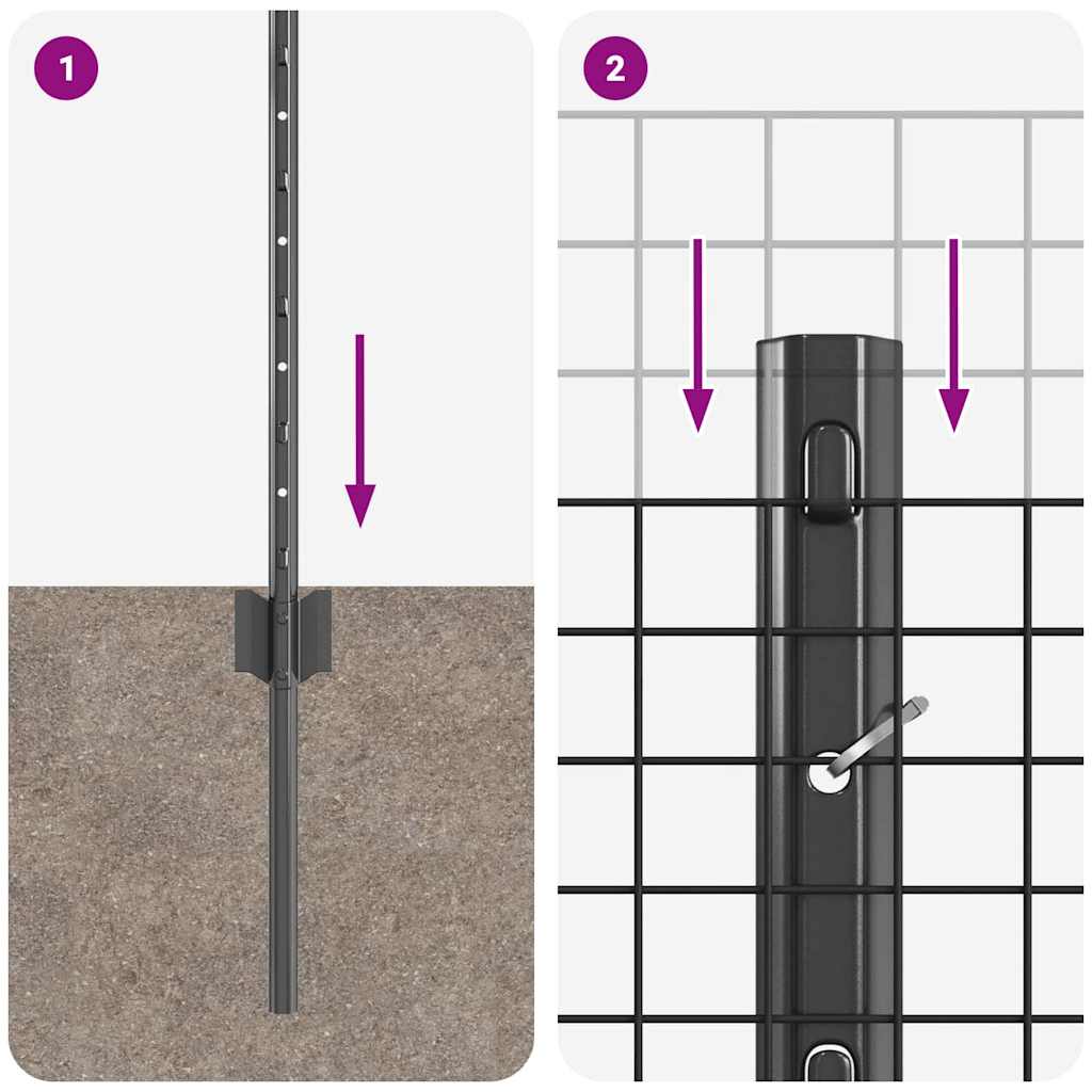 Recinzione con pali. Grigio 0.6 x 100 m Acciaio 3336656