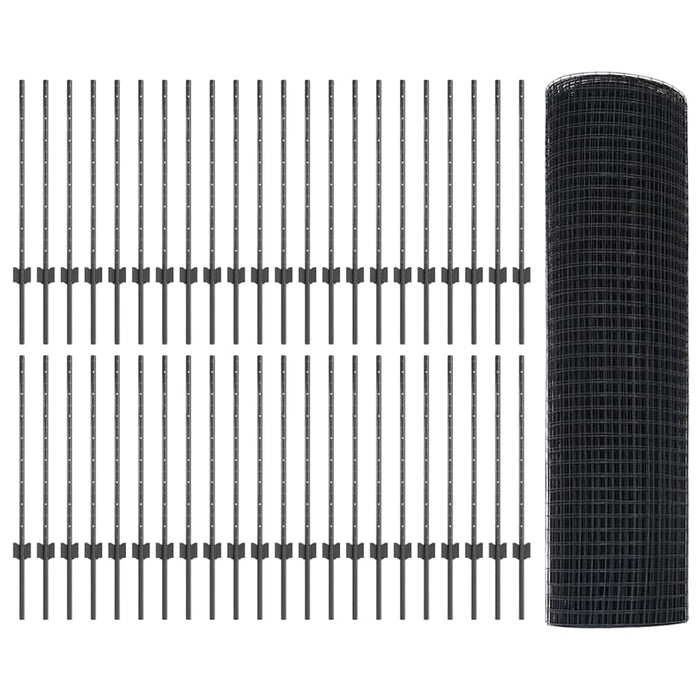 Recinzione con pali. Grigio 0.8 x 100 m Acciaio 3336660