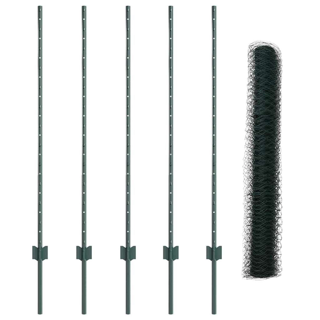 Recinzione con pali. Verde 1.2 x 10 m Acciaio 3336687