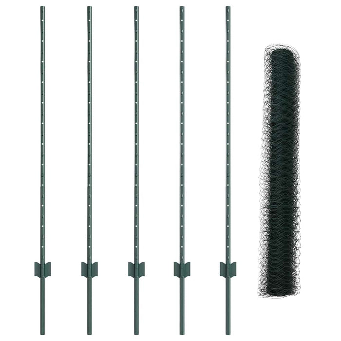 Recinzione con pali. Verde 1.2 x 10 m Acciaio 3336687