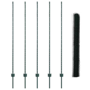 Recinzione con pali. Verde 1.5 x 10 m Acciaio 3336694