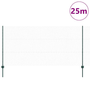 Recinzione con pali. Verde 1.2 x 25 m Acciaio 3336722