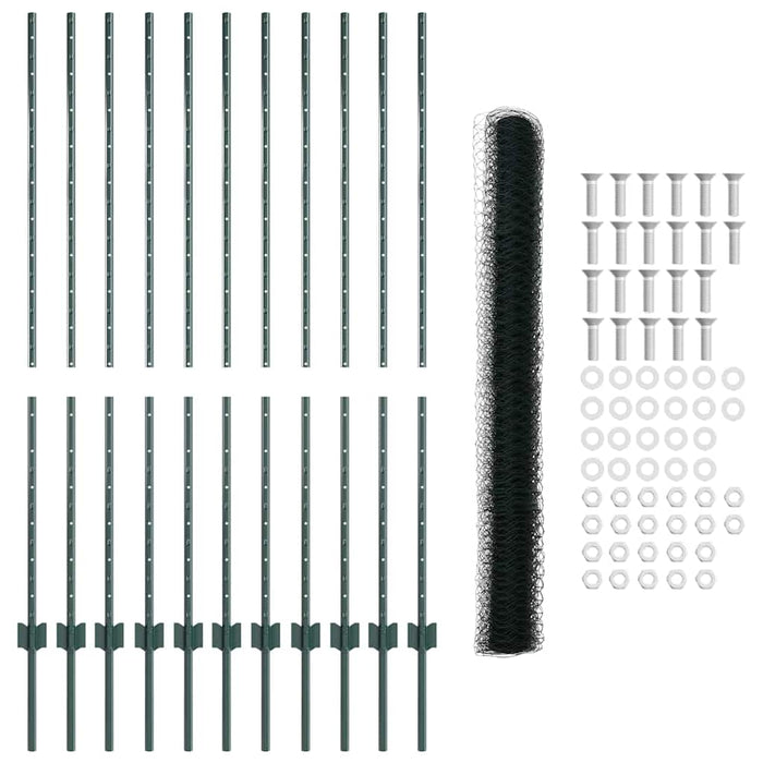 Recinzione con pali. Verde 1.4 x 25 m Acciaio 3336727