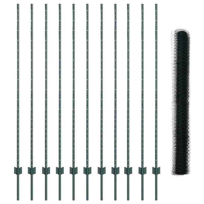 Recinzione con pali. Verde 1.6 x 25 m Acciaio 3336734