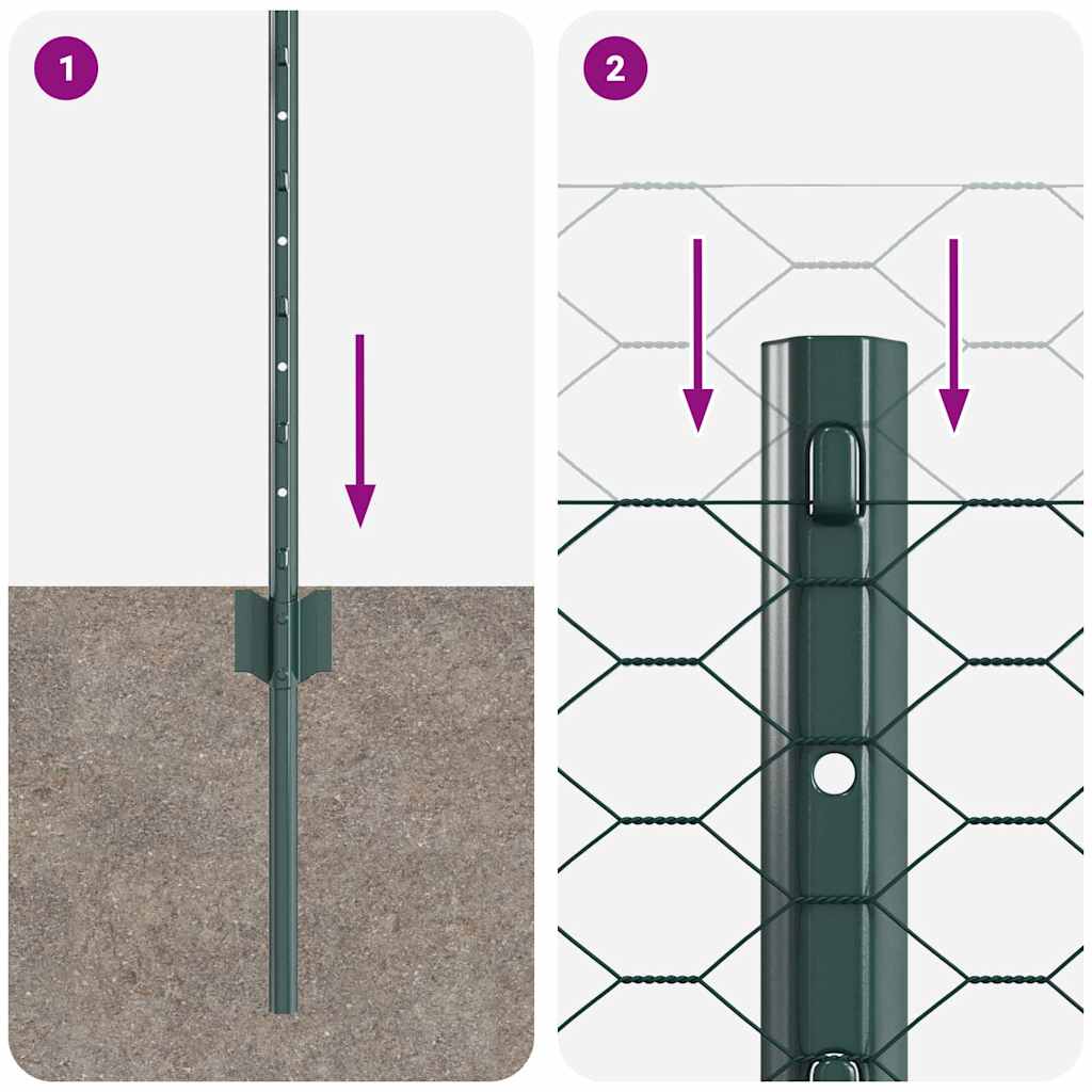 Recinzione con pali. Verde 0.5 x 50 m Acciaio 3336741