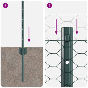Recinzione con pali. Verde 0.5 x 50 m Acciaio 3336741