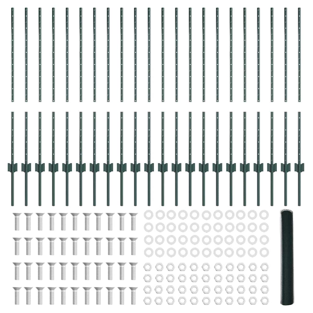Recinzione con pali. Verde 1 x 50 m Acciaio 3336752