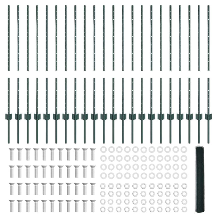 Recinzione con pali. Verde 1 x 50 m Acciaio 3336753