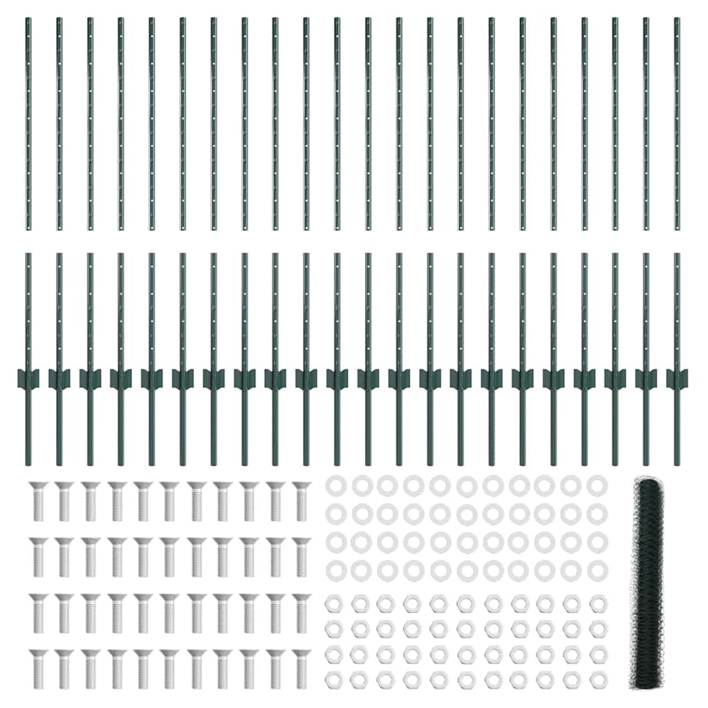 Recinzione con pali. Verde 1 x 50 m Acciaio 3336754