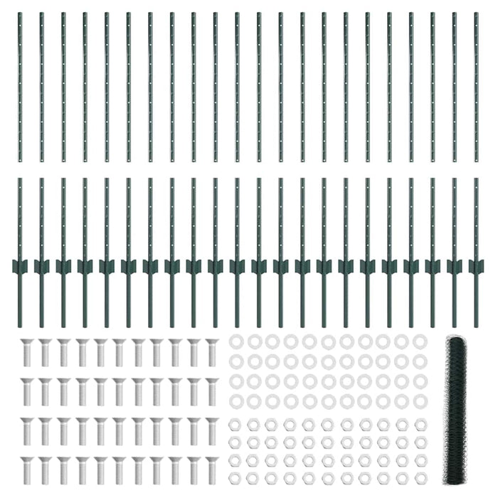 Recinzione con pali. Verde 1 x 50 m Acciaio 3336754