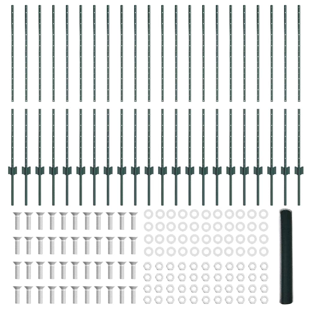 Recinzione con pali. Verde 1.2 x 50 m Acciaio 3336757