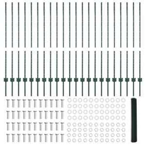 Recinzione con pali. Verde 1.2 x 50 m Acciaio 3336757