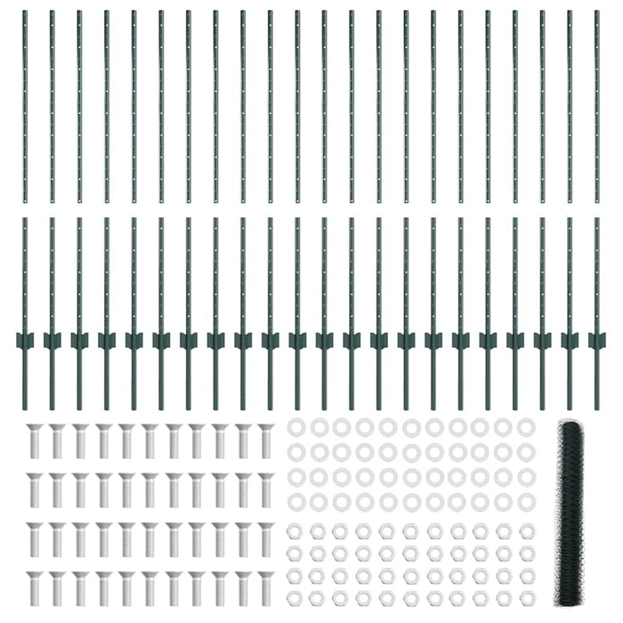 Recinzione con pali. Verde 1.2 x 50 m Acciaio 3336758