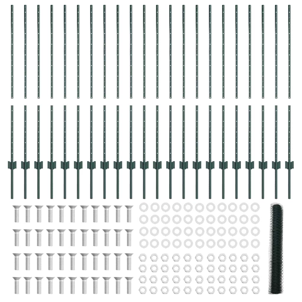 Recinzione con pali. Verde 1.2 x 50 m Acciaio 3336759