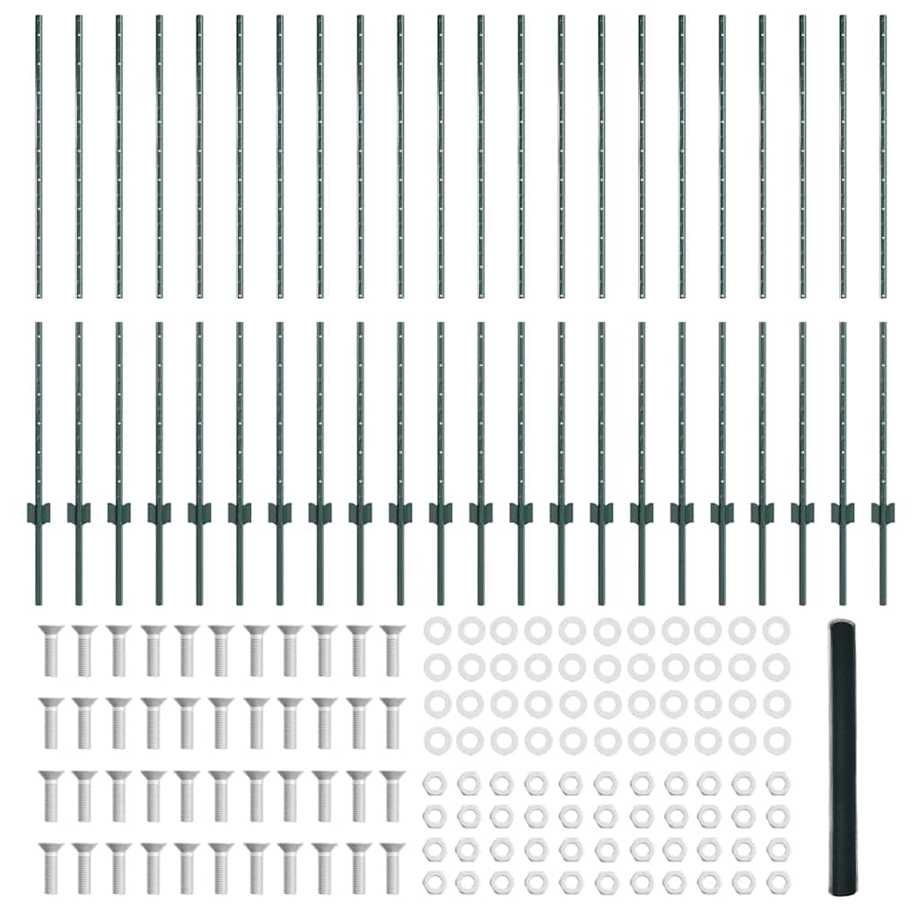 Recinzione con pali. Verde 1.4 x 50 m Acciaio 3336761