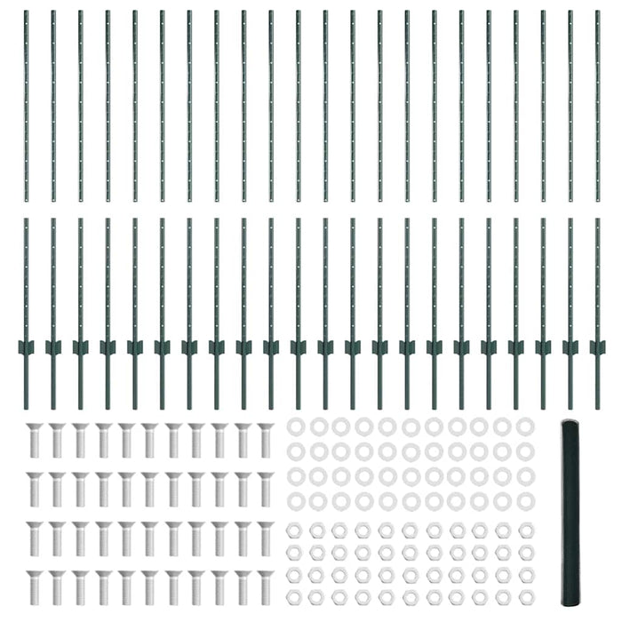 Recinzione con pali. Verde 1.4 x 50 m Acciaio 3336761