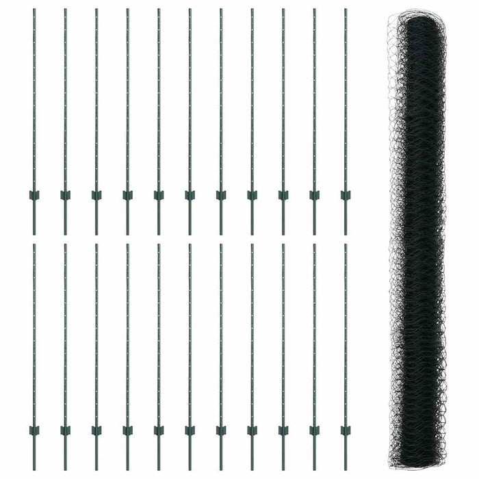Recinzione con pali. Verde 1.4 x 50 m Acciaio 3336762