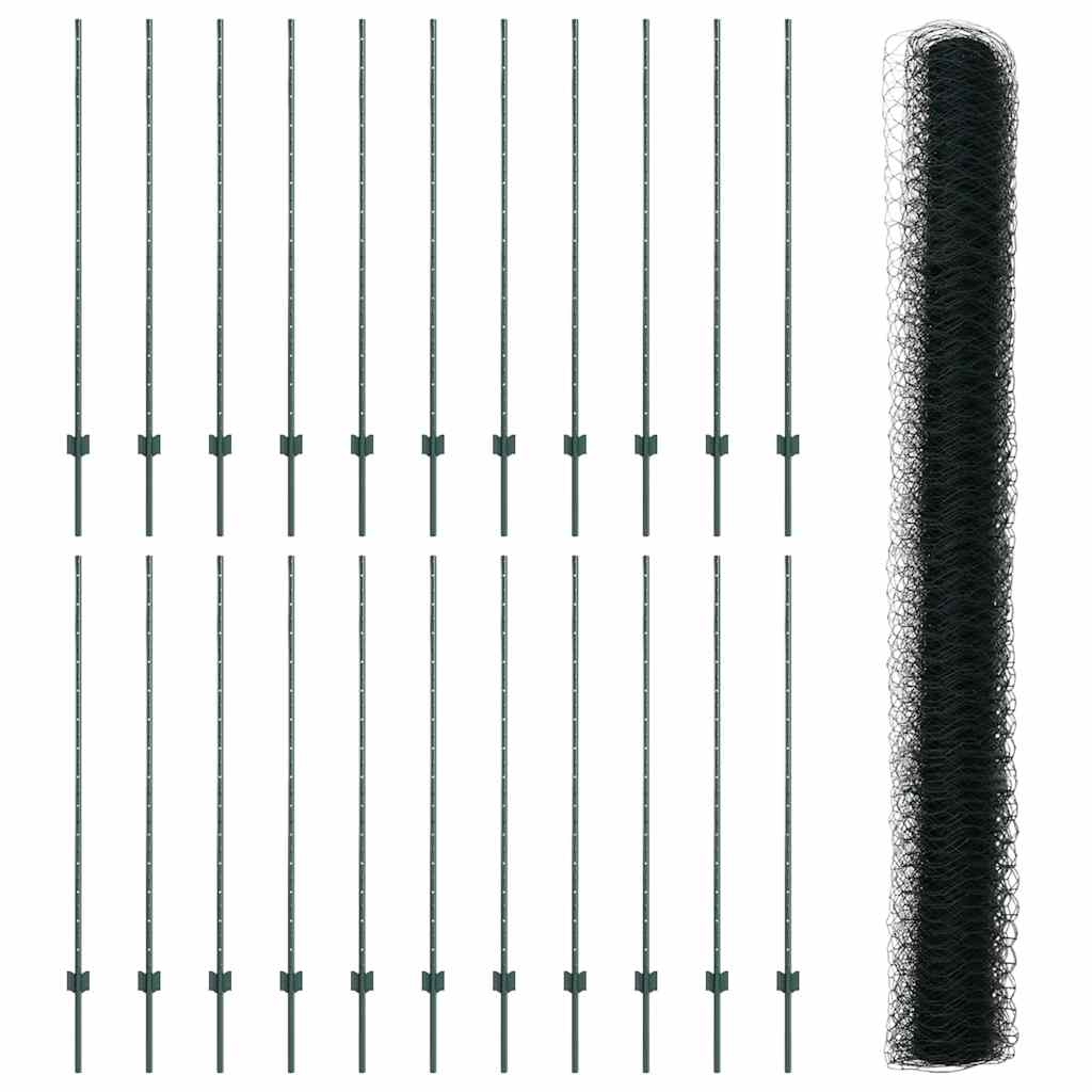 Recinzione con pali. Verde 1.4 x 50 m Acciaio 3336763