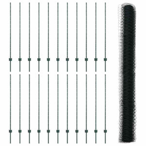 Recinzione con pali. Verde 1.4 x 50 m Acciaio 3336763