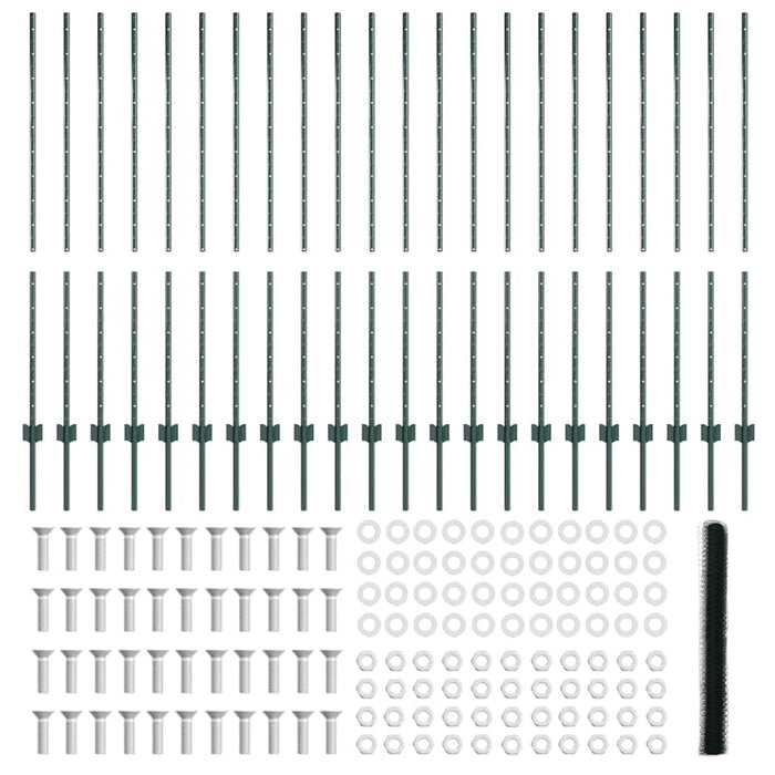 Recinzione con pali. Verde 1.4 x 50 m Acciaio 3336763