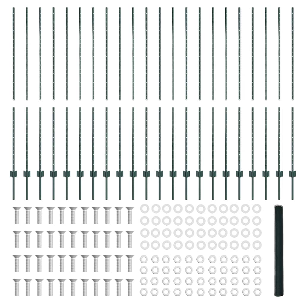 Recinzione con pali. Verde 1.5 x 50 m Acciaio 3336765