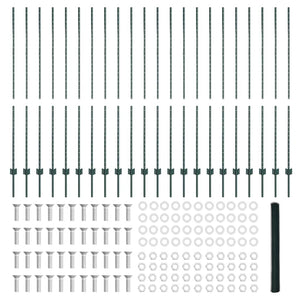 Recinzione con pali. Verde 1.5 x 50 m Acciaio 3336765