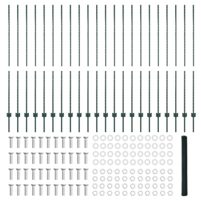 Recinzione con pali. Verde 1.5 x 50 m Acciaio 3336765